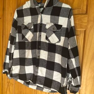 Pink Rose Plaid Shirt with Hood